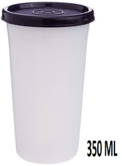 Kuber Industries Virgin Plastic Everyday Small Glass 4 Piece Tumbler/Airtight Container Leakproof Storage with Lid 350ml (Multi)-CTKTC42561