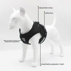 Kuber Industries Dog Chest Harness with Nylon Leash I No Pull, Soft Padded and Breathable Dog Vest I Adjustable, Reflective I Easy Control Dog Chest Belt I (Small, Black)