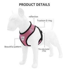 Kuber Industries Small Dog/Cat Chest Harness with Nylon Leash I No Pull, Soft Padded and Breathable Pet Vest I Adjustable, Reflective I Easy Control Pet Chest Belt I (XX-Small,Pink)