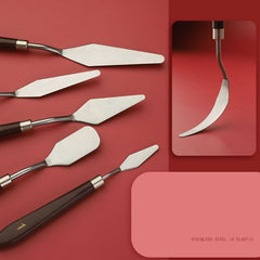 Kuber Industries Set of 5 Painting Knives|Metal Palette Knife Set|Plastic Handle With Various Size & Shape|Ideal For Oil Painting, Acrylic Painting, Color Mixing (Brown)