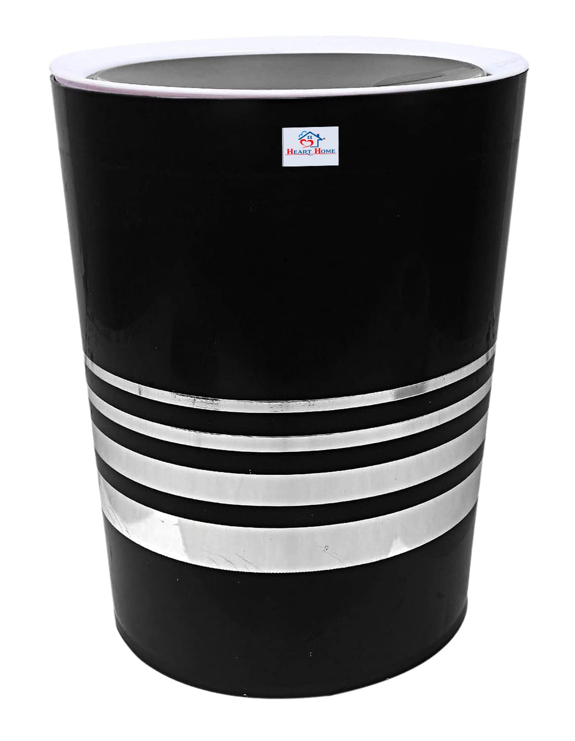 Heart Home Plastic Dustbin/Wastebin With Swing Lid, 7 Liter (Black)-47HH0805