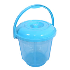 Kuber Industries Colorful Homeware Bucket| Plastic Bucket|Transparent Bucket with Lid & Handle for Bathroom,Home Use,13 Litre (Sky Blue)