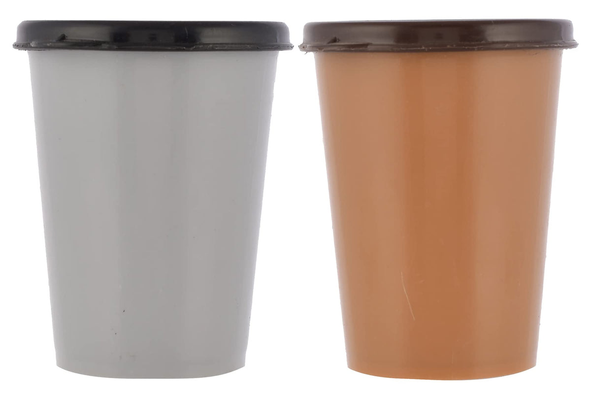 Heart Home Food Grade, Leakproof Plastic Everyday Glass,Tumbler with Lid, 300ml- Set of 2 (Grey & Coffee)-HS43HEARTH25680