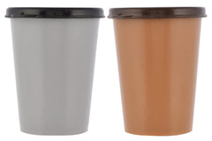 Heart Home Food Grade, Leakproof Plastic Everyday Glass,Tumbler with Lid, 300ml- Set of 2 (Grey & Coffee)-HS43HEARTH25680