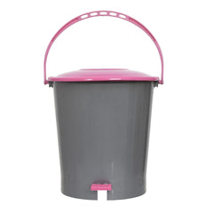 Kuber Industries Plastic Pedal Dustbin, Trashbin, Wastebin For Kitchen, Bathroom, Office Use With Handle, 5 Liter (Grey & Pink)-47KM01014