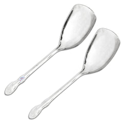 Heart Home Stainless Steel Wok Spatula|Slotted Turner for Cooking & Food Serving, Set of 2 (Silver)