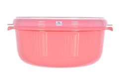 Heart Home 3 Piece Multiuses Plastic Serving/Mixing Bowls, Food Storage Containers Set With Lid, (3200ml, 1800ml, 1000ml) (Pink)-46HH0319
