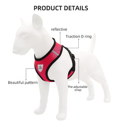 Kuber Industries Small Dog/Cat Chest Harness with Nylon Leash I No Pull, Soft Padded and Breathable Pet Vest I Adjustable, Reflective I Easy Control Pet Chest Belt I (Small,Red)