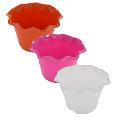 Heart Home Blossom Flower Pot|Durable Plastic Flower Pots|Planters for Home Décor|Garden|Living Room|Balcony|Pack of 3 (Multicolor)