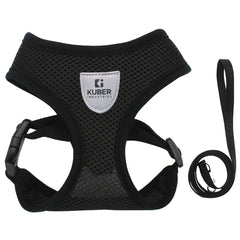 Kuber Industries Small Dog/Cat Chest Harness with Nylon Leash I No Pull, Soft Padded and Breathable Pet Vest I Adjustable, Reflective I Easy Control Pet Chest Belt I (Small,Black)