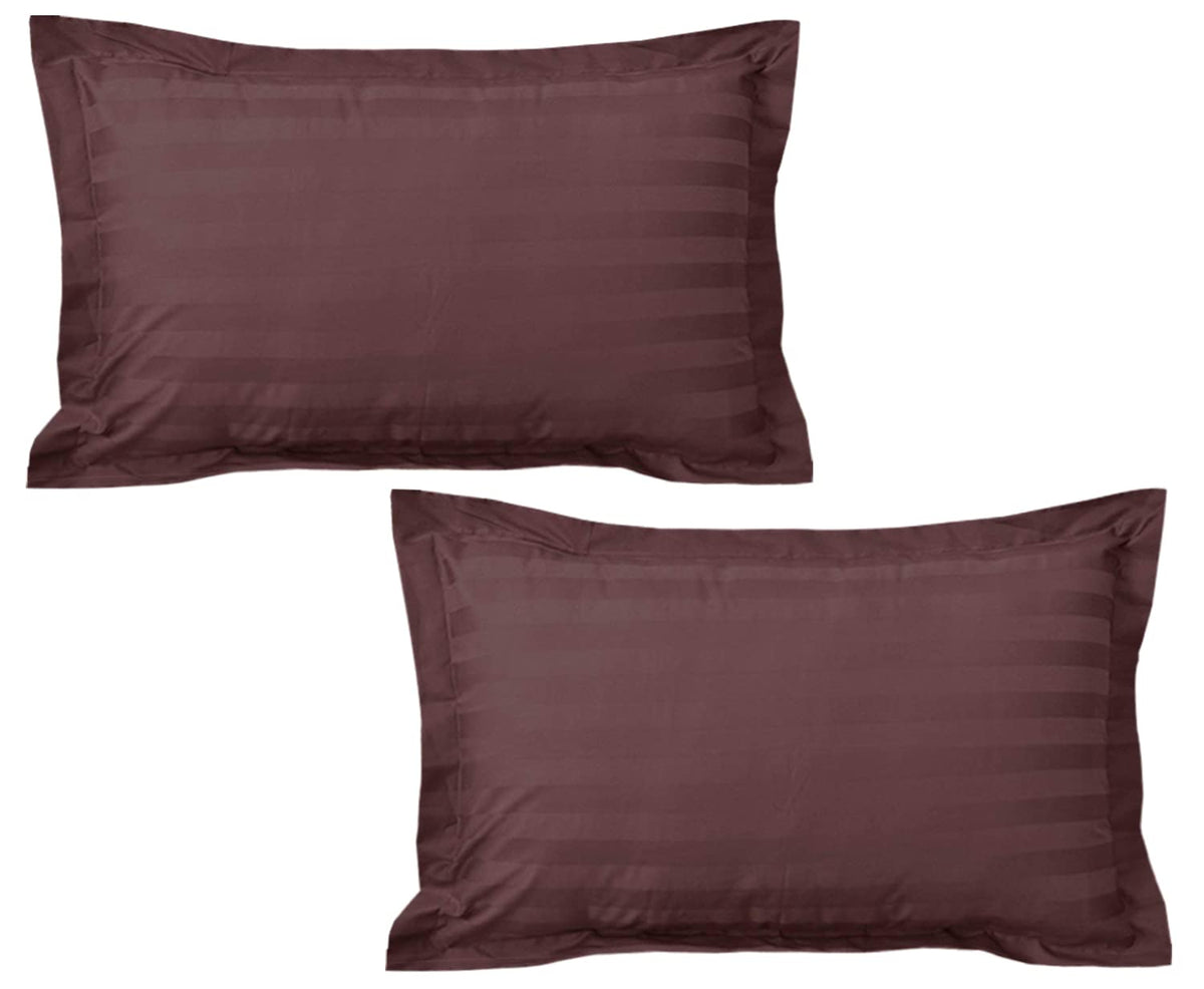 Kuber Industries Lining Design Cotton Pillow Cover- Set of 2 (Brown)-HS43KUBMART26748, Standard