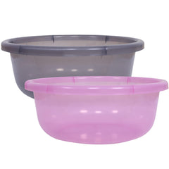 Kuber Industries Durable Deep Bath Tub|Versatile Short Livestock Feeding Pan| Plastic Utility Gaint Basin for Baby Bathing,Washing Clothes,26 Litre,Pack of 2 (Black & Pink)