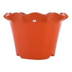 Heart Home Blossom Flower Pot|Durable Plastic Flower Pot|Gamla with Drain Holes for Home Décor|Balcony|Garden|8 Inch (Orange)