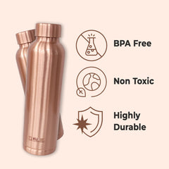 Kuber Industries Copper Water Bottle 950 ml | 100% Pure Copper Water Bottle I Leak Proof, Rust Proof I Copper Bottle For Home, School & Office (Pack of 1)