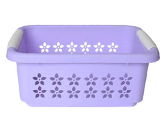 Heart Home Multipurpose Rectangle Shape Plastic Storage Basket for Kitchen, Fruit Basket, Office Table, Storage Organizer Small Pack of 2 (Purple)