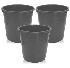 Kuber Industries Plastic Dustbin|Portable Garbage Basket & Round Trash Can for Home,Kitchen,Office,College,5 Ltr,Pack of 3 (Gray)