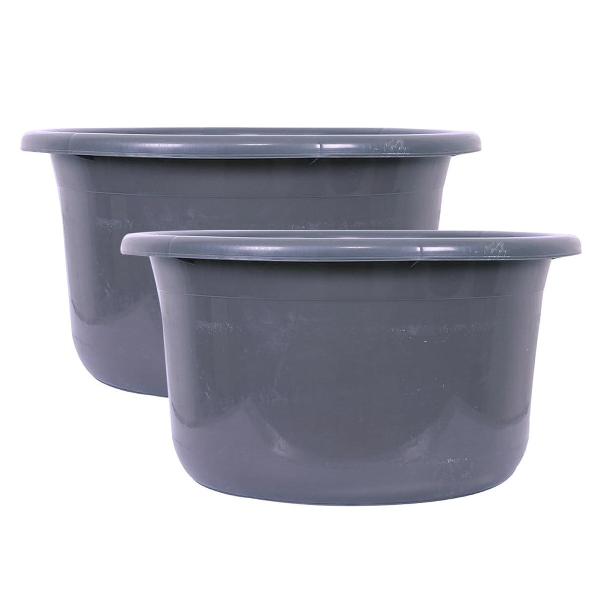 Kuber Industries Bath Tub | Versatile Utility Gaint Tub | Plastic Bath Tub for Baby | Baby Bathing Tub | Clothes Washing Tub For Bathroom | Feeding Pan Tub | TUB-25 LTR | Pack of 2 | Gray