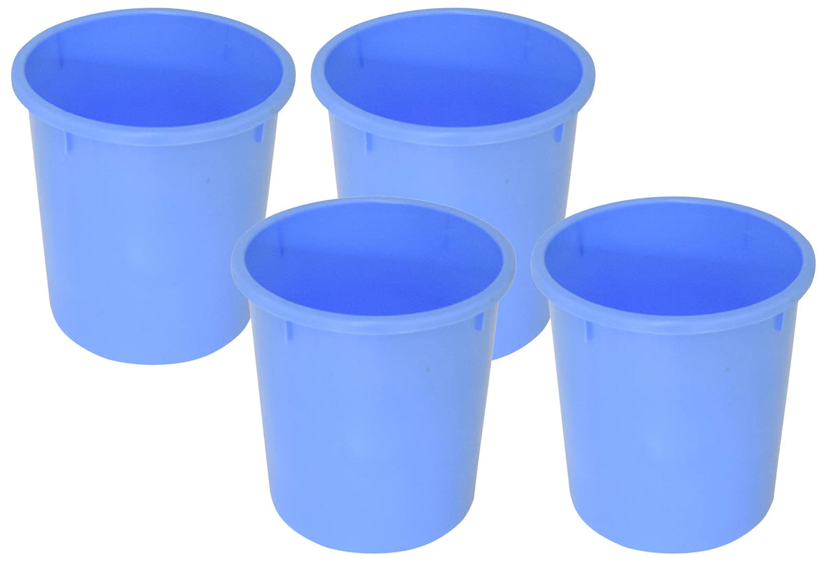 Heart Home Plastic Open Dustbin, Garbage Bin For Home, Kitchen, Office, 5Ltr.- Pack of 4 (Blue)-47HH01043