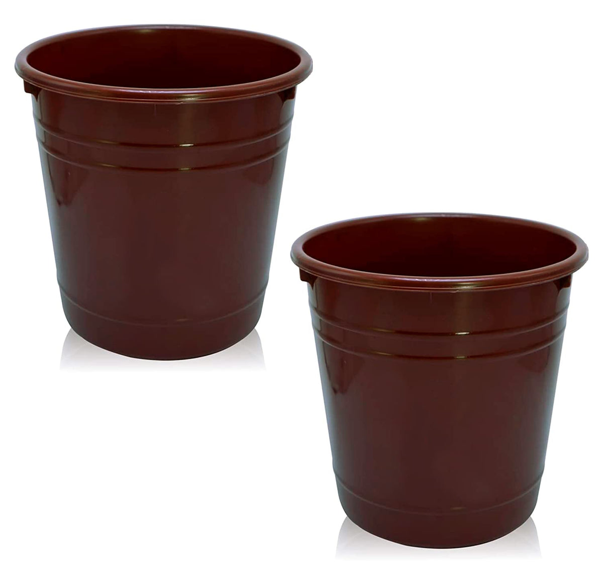 Kuber Industries Plastic Dustbin|Portable Garbage Basket & Round Trash Can for Home,Kitchen,Office,College,5 Ltr,Pack of 2 (Brown)