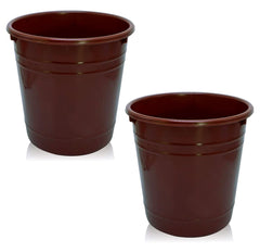 Kuber Industries Plastic Dustbin|Portable Garbage Basket & Round Trash Can for Home,Kitchen,Office,College,5 Ltr,Pack of 2 (Brown)