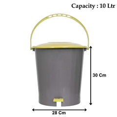 Kuber Industries Plastic Pedal Dustbin/Wastebin With Handle, 10 Liter- Pack of 2 (Grey & Green)-47KM0967