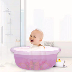 Kuber Industries Durable Deep Bath Tub|Versatile Short Livestock Feeding Pan| Plastic Utility Gaint Basin for Baby Bathing,Washing Clothes,26 Litre (Pink)