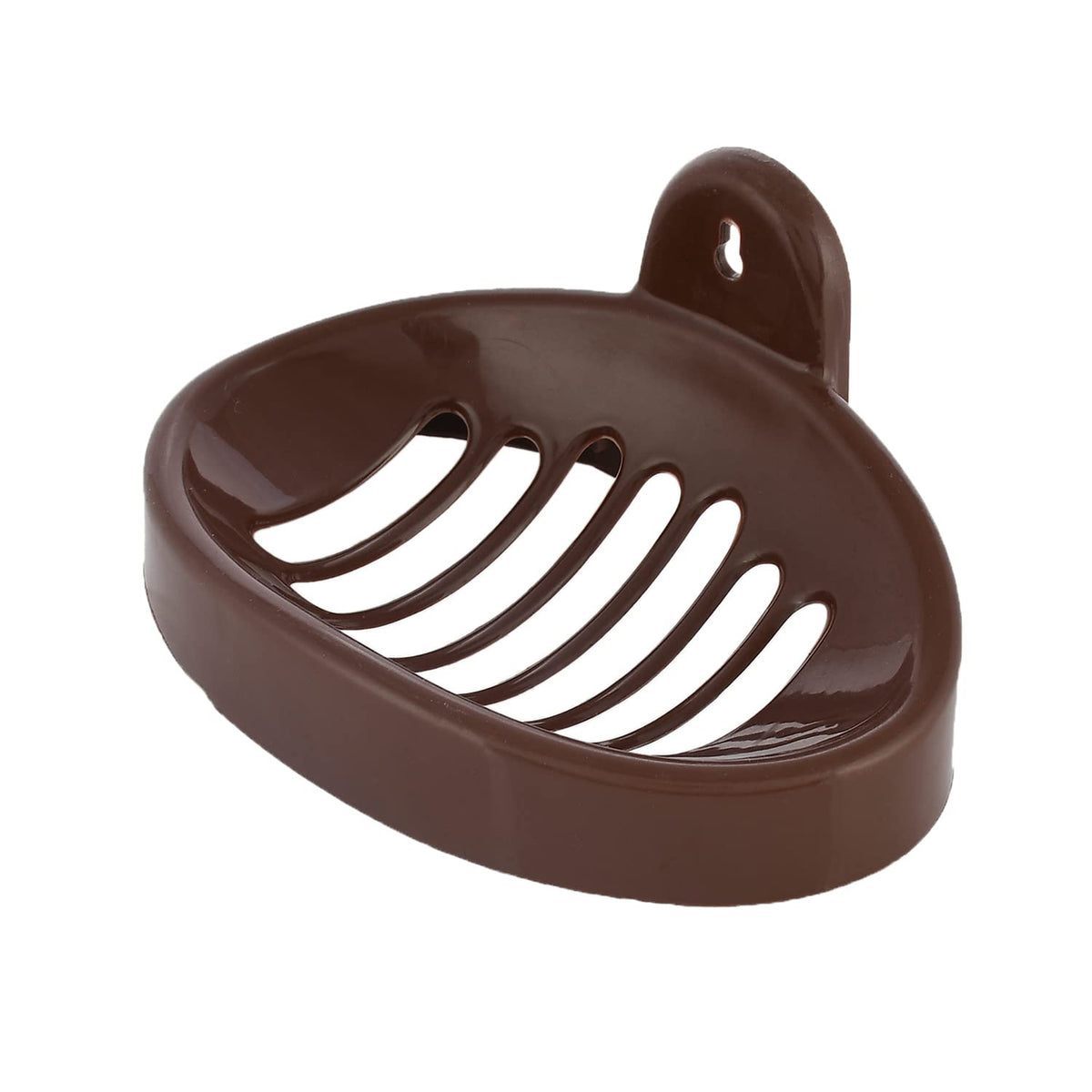 Kuber Industries Soap Holder|Sink Soap Holder|Plastic Wall Mounted Soap Holder|Oval Shape Self Draining Soap Dish for Bathroom (Coffee)