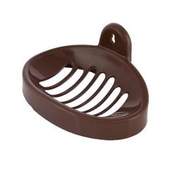 Kuber Industries Soap Holder|Sink Soap Holder|Plastic Wall Mounted Soap Holder|Oval Shape Self Draining Soap Dish for Bathroom (Coffee)