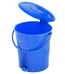 Kuber Industries Plastic Pedal Dustbin/Wastebin With Handle, 10 Liter- Pack of 2 (Black & Blue)-47KM0955