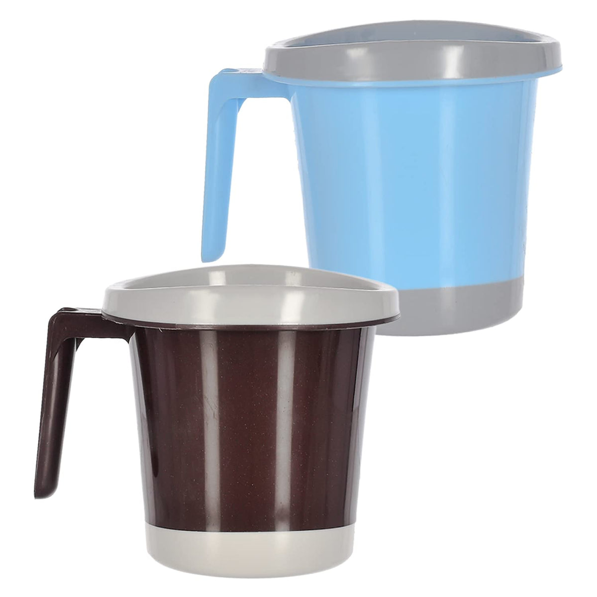 Kuber Industries Multiuses Lightweight, Unbreakable Plastic Bathroom Mug 1 Litre Pack of 2 (Blue & Brown)-46KM0278