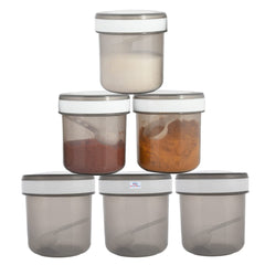 Heart Home Containers Set for Kitchen|BPA-Free Plastic 350 ML Storage Containers Set with Spoon for Kitchen|Pack of 6 (Gray)