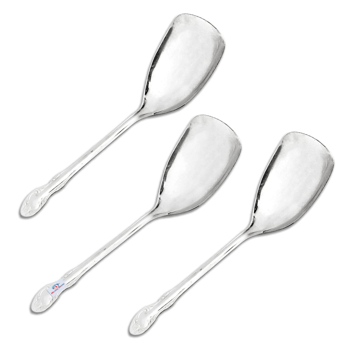 Heart Home Stainless Steel Wok Spatula|Slotted Turner for Cooking & Food Serving, Set of 3 (Silver)
