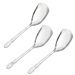 Heart Home Stainless Steel Wok Spatula|Slotted Turner for Cooking & Food Serving, Set of 3 (Silver)