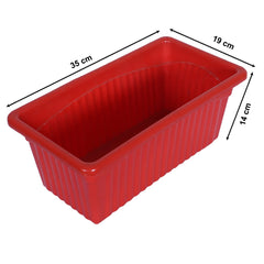 Kuber Industries Rectangular Jupiter Plastic Window Pot|Flower Planter for Home & Balcony,Garden 14 Inches Pack of 5 (Red)