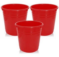 Kuber Industries Plastic Dustbin|Portable Garbage Basket & Round Trash Can for Home,Kitchen,Office,College,5 Ltr,Pack of 3 (Red)