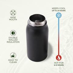 Homestic Water Bottle | Vacuum Insulated Travel Bottle | Hot & Cold Water Bottle | Sipper Lid & Handle Water Bottle | 1000 ML | Pack of 2 | HH-22111A | Blue
