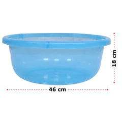 Heart Home Durable Deep Bath Tub|Versatile Short Livestock Feeding Pan| Plastic Utility Gaint Basin for Baby Bathing,Washing Clothes,26 Litre,Pack of 2 (Sky Blue)