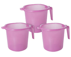 Heart Home Tranasparent Small Multiuses Lightweight, Unbreakable Strong Plastic Bathroom Mug, 1 Litre- Pack of 3 (Pink)-50HH0810