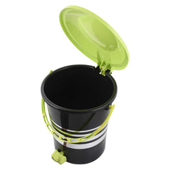 Kuber Industries Pedal Dustbin|Plastic Pedal Dustbin|Kitchen Waste Paper Bin|Dustbin For Bedroom|Green Lid 10 Liter Dustbin|Pack of 2 (Black)