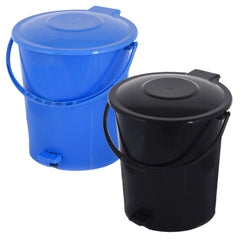 Kuber Industries Plastic Pedal Dustbin/Wastebin With Handle, 10 Liter- Pack of 2 (Black & Blue)-47KM0955