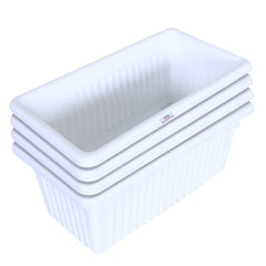 Heart Home Rectangular Jupiter Plastic Window Pot|Flower Planter for Home & Balcony,Garden 14 Inches Pack of 4 (White)