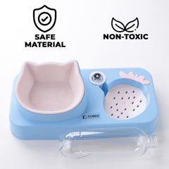 Kuber Industries Animal Feeding Plastic 2 in 1 Pet Bowls | Cat & Dog Bowl | Small/Medium Size Pet Feeding Bowl | Non-Toxic & 100% Safe for Pets (Pack of 1) | Blue