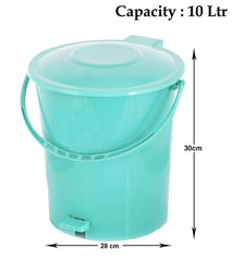 Heart Home Plastic Pedal Dustbin, Trashbin, Wastebin For Kitchen, Bathroom, Office Use With Handle, 10 Liter (Sky Blue)-47HH0916