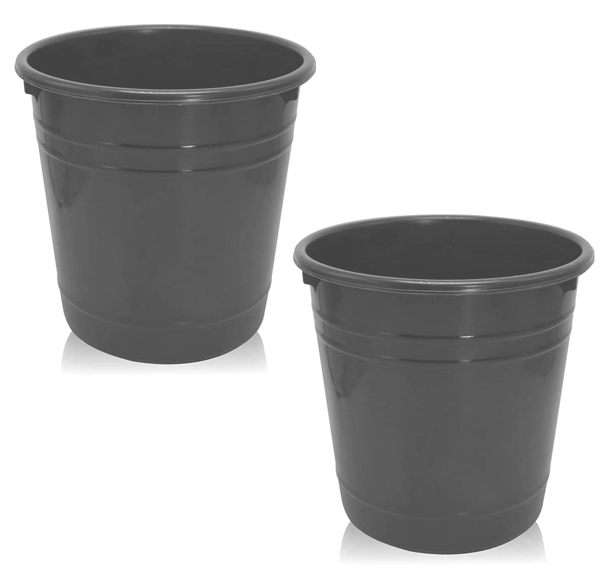 Kuber Industries Plastic Dustbin|Portable Garbage Basket & Round Trash Can for Home,Kitchen,Office,College,5 Ltr,Pack of 2 (Gray)