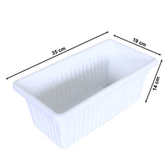 Kuber Industries Rectangular Jupiter Plastic Window Pot|Flower Planter for Home & Balcony,Garden 14 Inches Pack of 5 (White)
