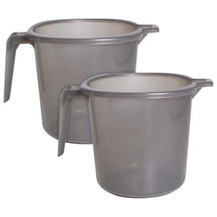 Heart Home Tranasparent Small Plastic Bathroom Mug, 1 Litre- Pack of 2 (Black)-50HH0819