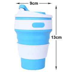 Kuber Industries Collapsible Coffee Cup|Silicone Portable Travel Coffee Mug|Camping Cup with Lid for Travel,Hiking Outdoors,350 ML,Pack of 2 (Blue)