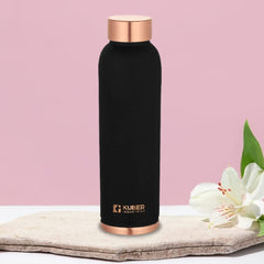 Urbane Home Copper Water Bottle | BPA Free, Non Toxic | Leakproof, Durable & Lightweight | With Added Health Benefits of Copper | Ergonomic Design & Easy to Clean| 950 ml|Black