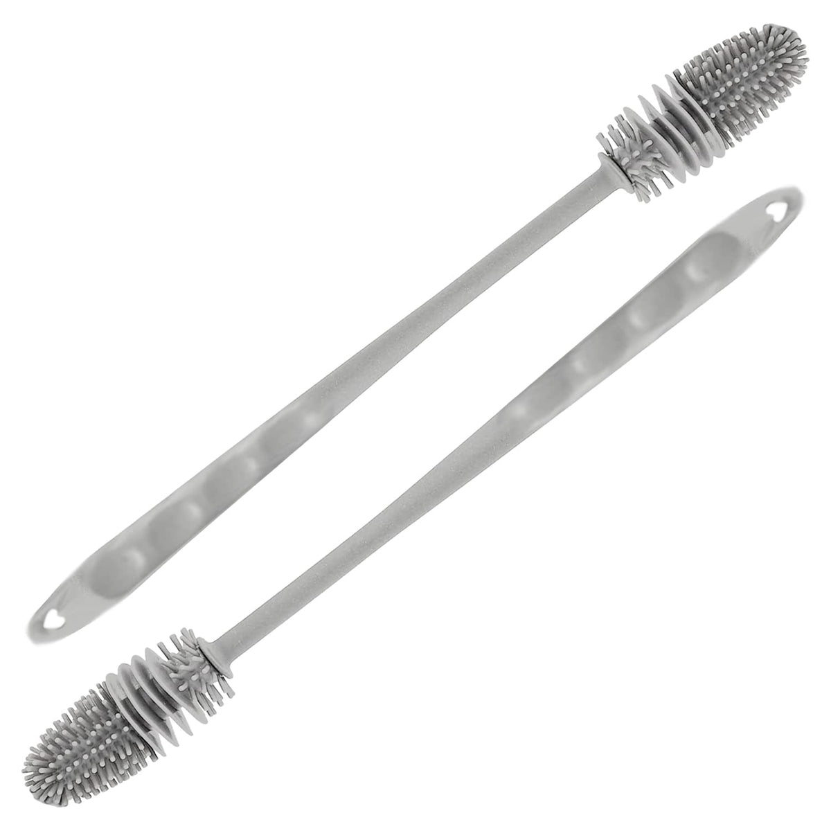 Kuber Industries Bottle Cleaning Brush|Silicone Water Bottle Cleaner|Brush with Long Handle|Reusable Cleaning Brush|Bottle Brush Cleaner Set|Pack of 2 (Gray)