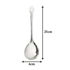 Heart Home Stainless Steel Solid Spoon|Chamcha for Cooking & Food Serving, Set of 2 (Silver)
